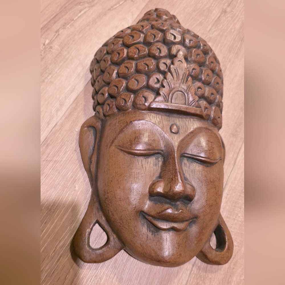 Wooden Buddha Head Wall Decor - Picture 2 of 5